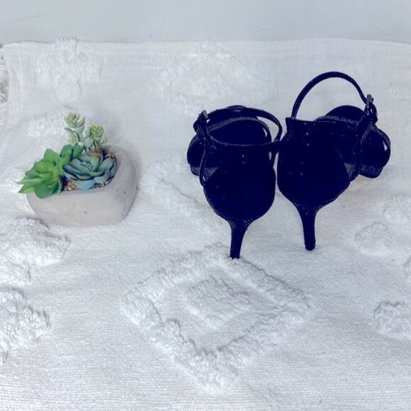 Michael Kors Black Glitter Strappy Kitten Heels size 9.5 - Picture 8 of 10